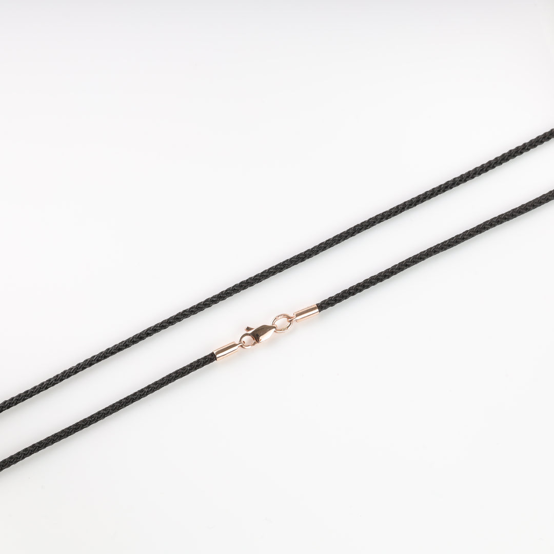 Black Silk Cord Necklace with Gold Clasp |14K Rose Gold (585) - Ukrainian Jewelry