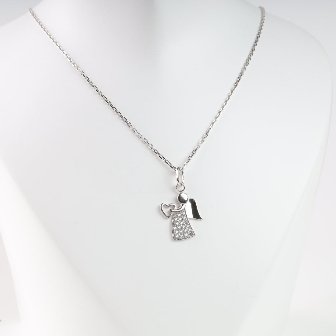 Angel’s Heart Pendant | 14K White gold (585) - Ukrainian Jewelry