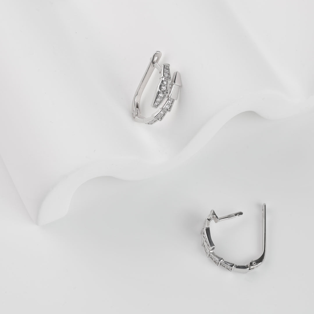 Snake Earrings | 14K white gold (585) - Ukrainian Jewelry