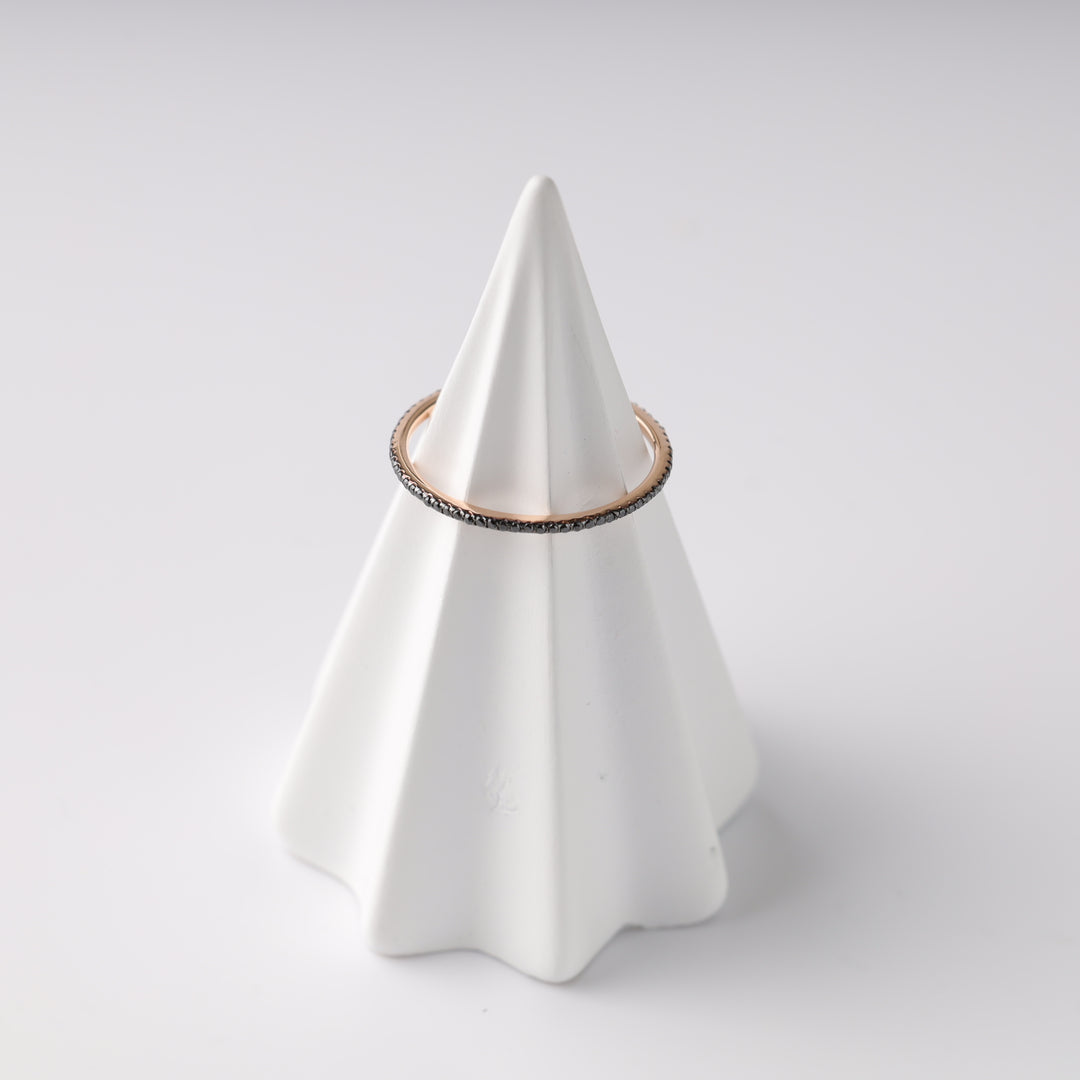 Ring Minimal with Black Zircon | 14K Rose Gold (585) - Ukrainian Jewelry