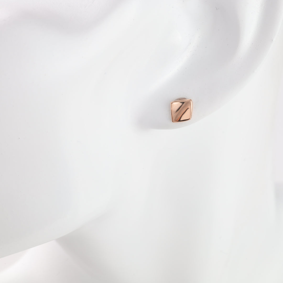 "Square" screw back Stud Earrings | 14K Rose gold 585 - Ukrainian Jewelry