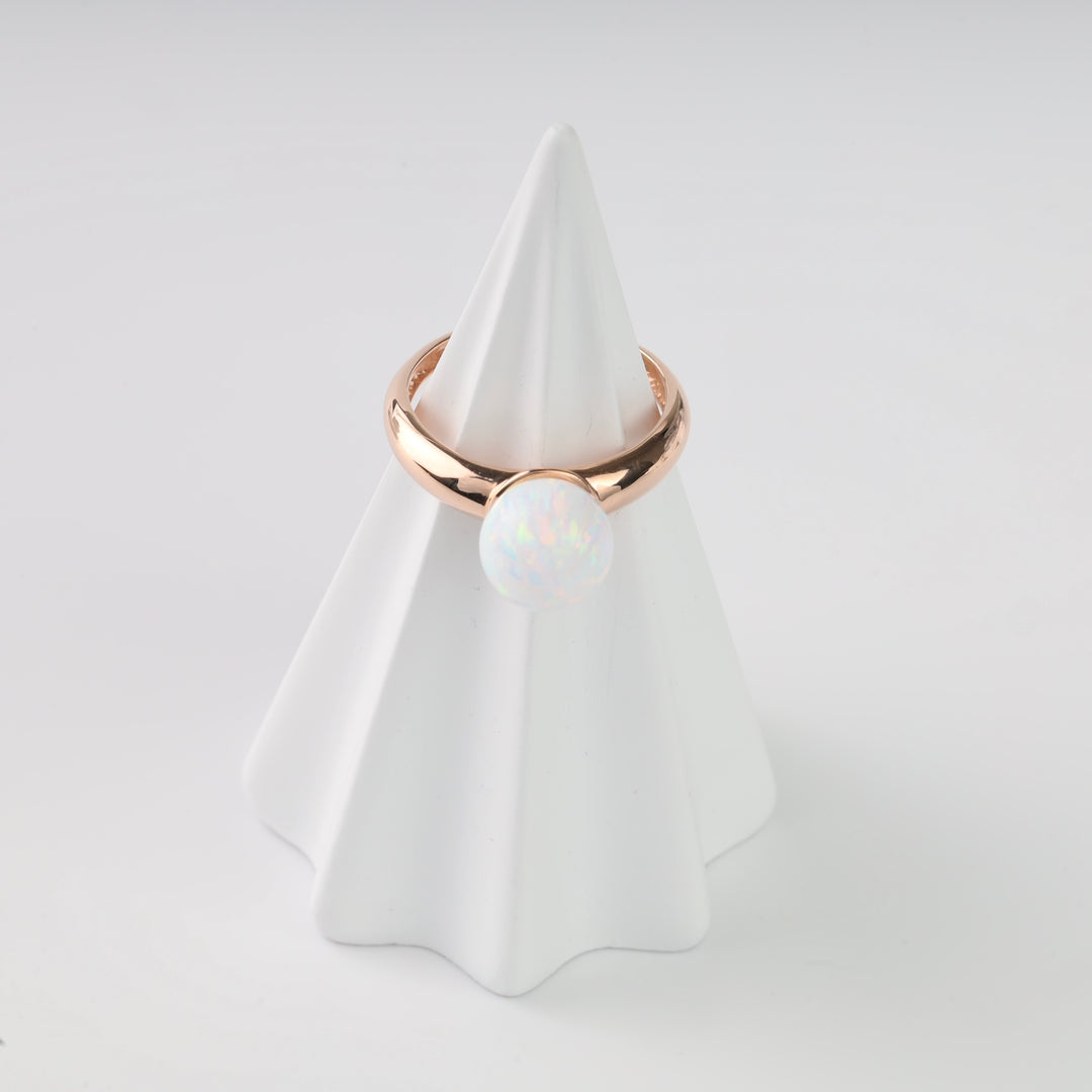 White Opal Ring | 14K Rose Gold (585) - Ukrainian Jewelry