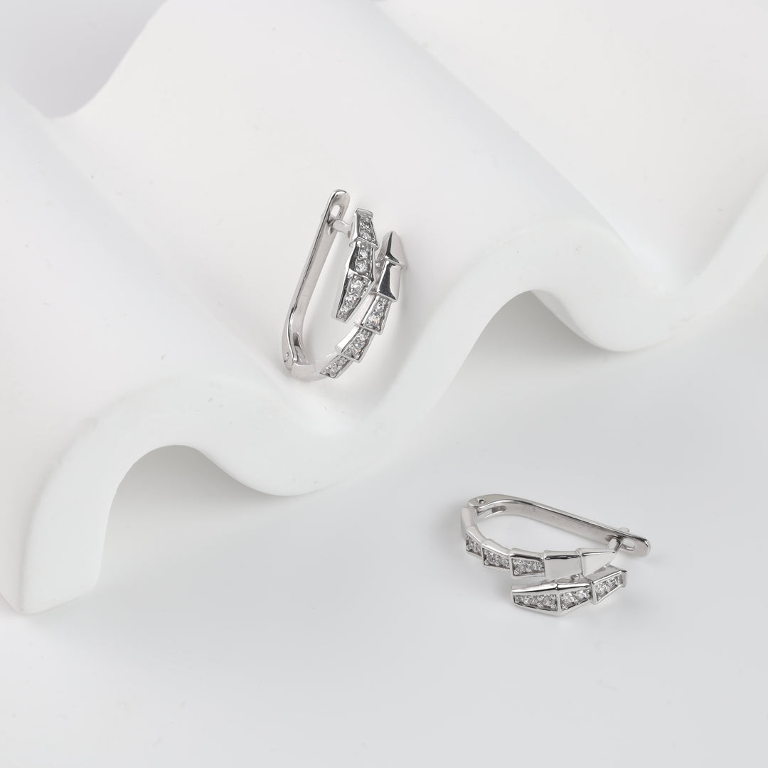 Snake Earrings | 14K white gold (585) - Ukrainian Jewelry