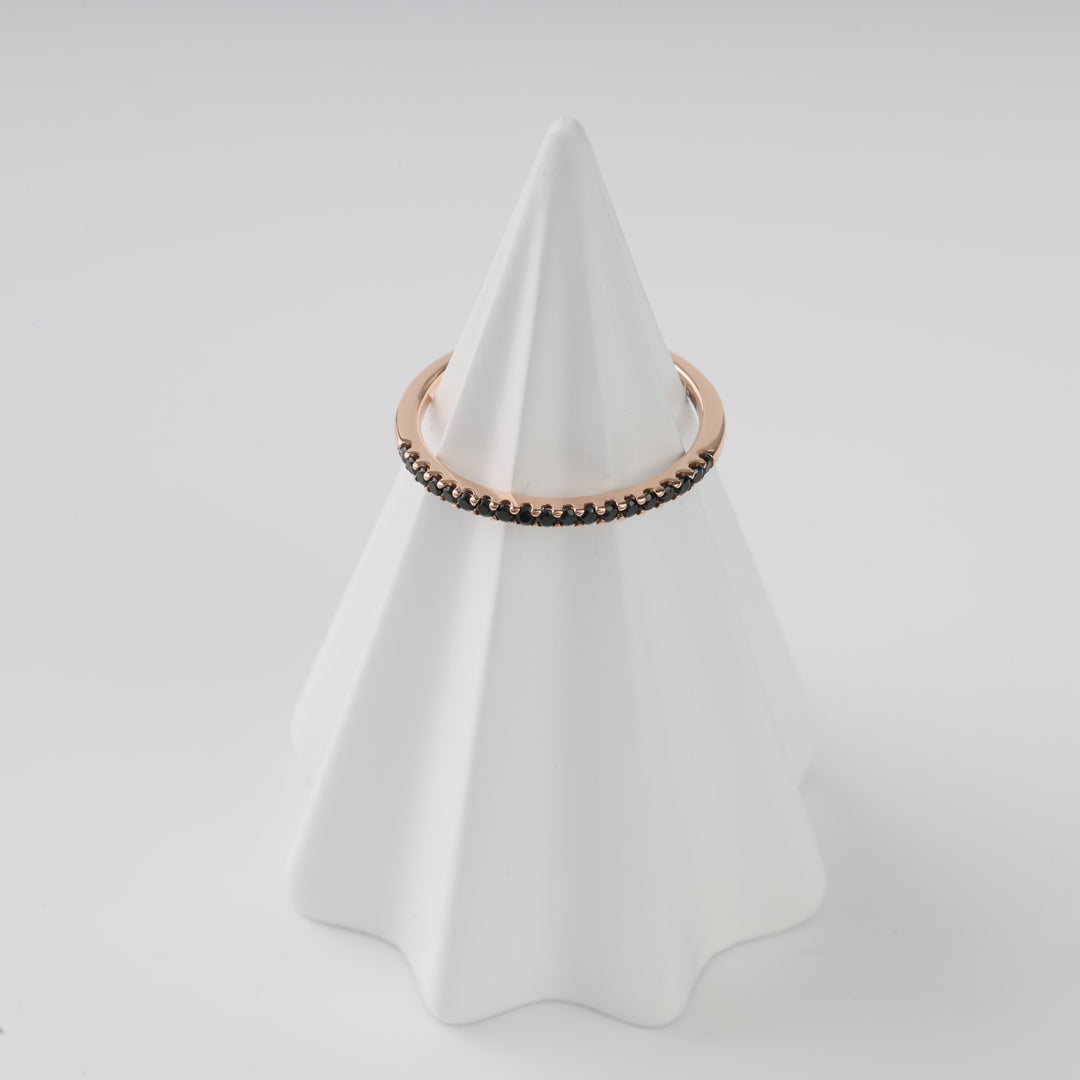 Dark Mystery Ring with Cubic Zirconia | 14K Rose Gold (585) - Ukrainian Jewelry