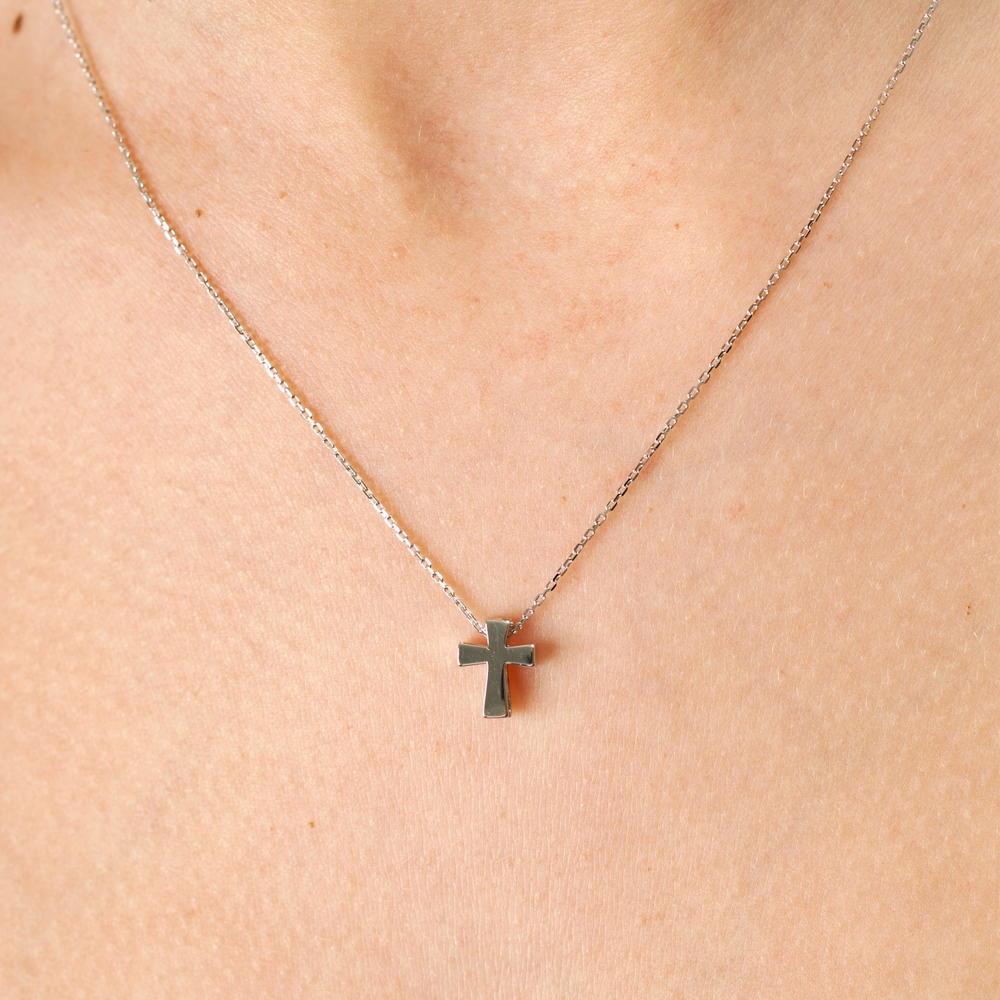 Cross Chain Necklace | White Gold 585 (14K) - Ukrainian Jewelry