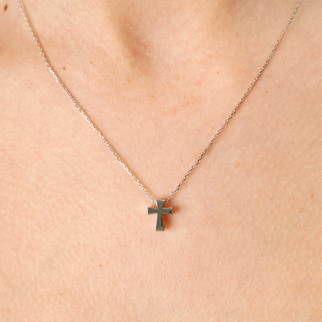Cross Chain Necklace | White Gold 585 (14K) - Ukrainian Jewelry