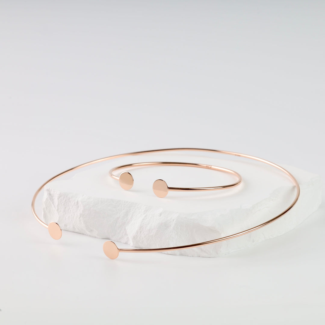 Coins Open Wire Necklace | 14K Rose gold (585) - Ukrainian Jewelry