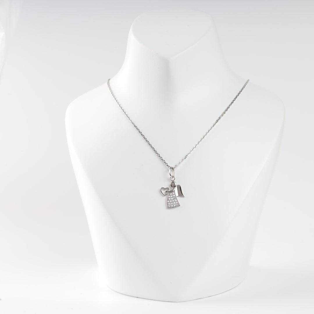 Angel’s Heart Pendant | 14K White gold (585) - Ukrainian Jewelry