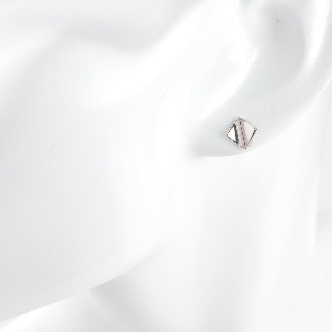 Screw-back earrings Squares | 14K White gold (585)
