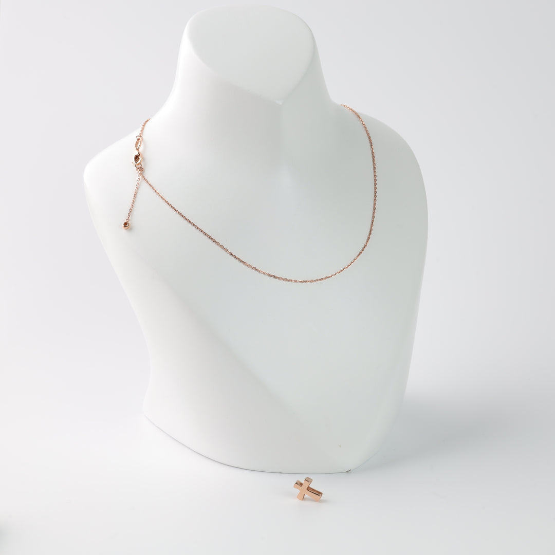 Cross Chain Necklace | 14K Rose Gold (585) - Ukrainian Jewelry