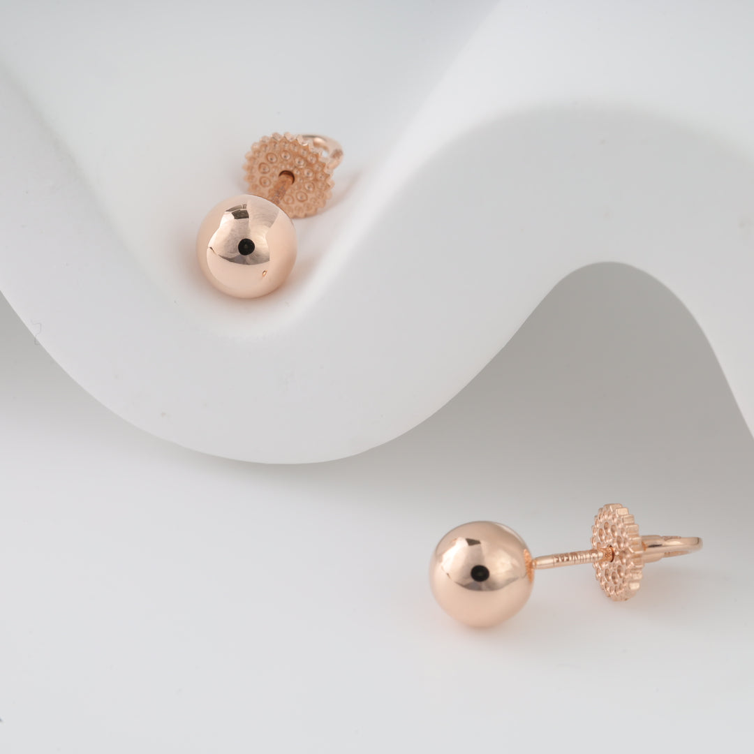Ball Screw-Back Stud Earrings | 14K Gold (585) - Ukrainian Jewelry