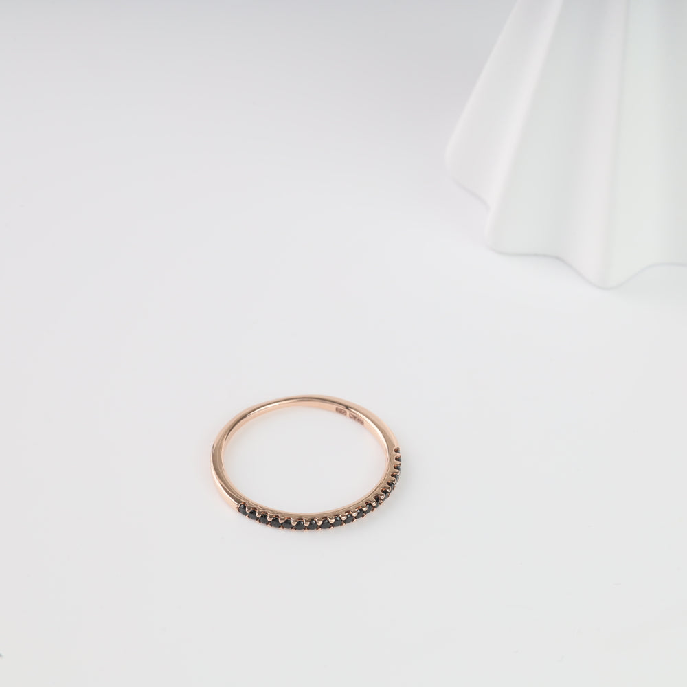 Dark Mystery Ring with Cubic Zirconia | 14K Rose Gold (585) - Ukrainian Jewelry