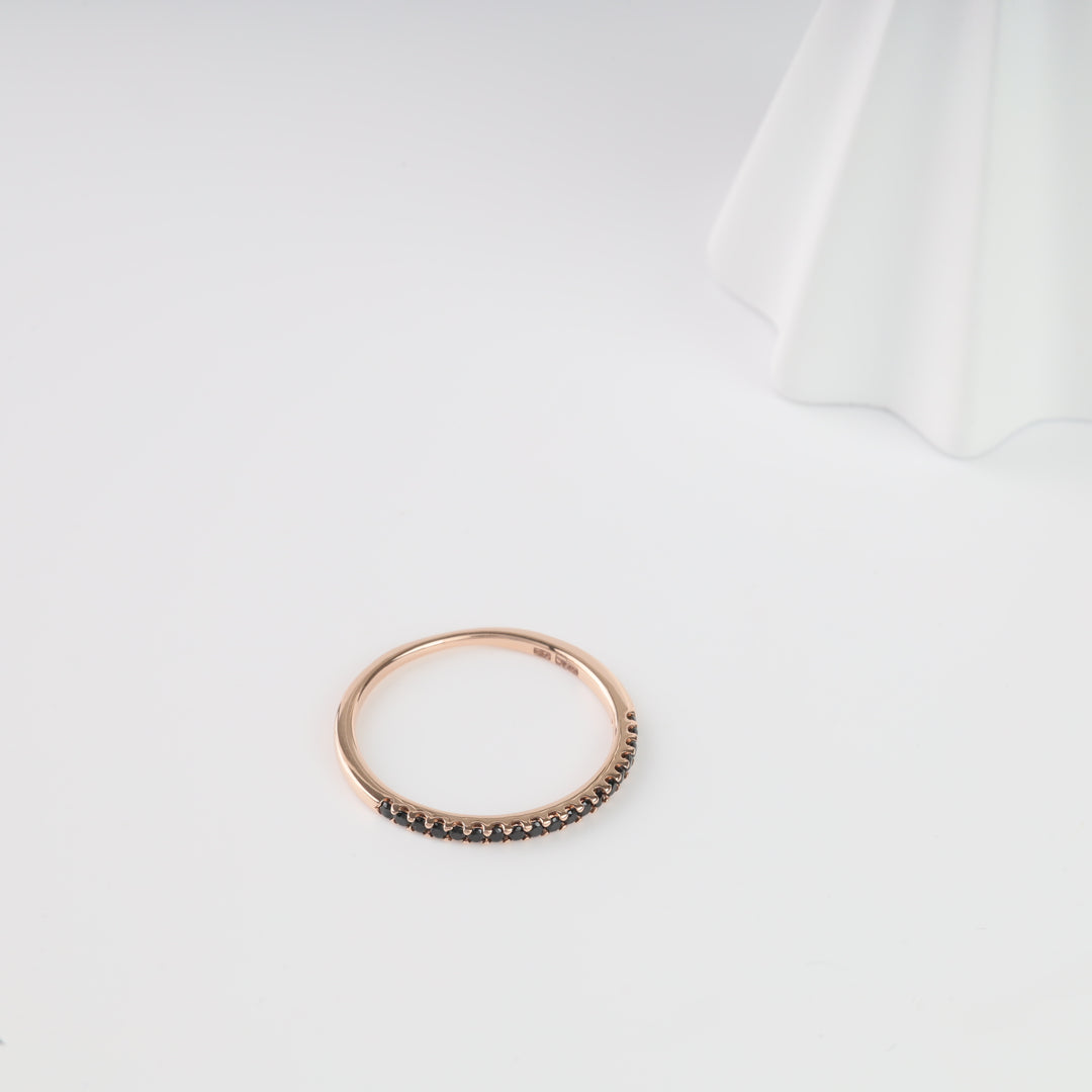 Dark Mystery Ring with Cubic Zirconia | 14K Rose Gold (585) - Ukrainian Jewelry