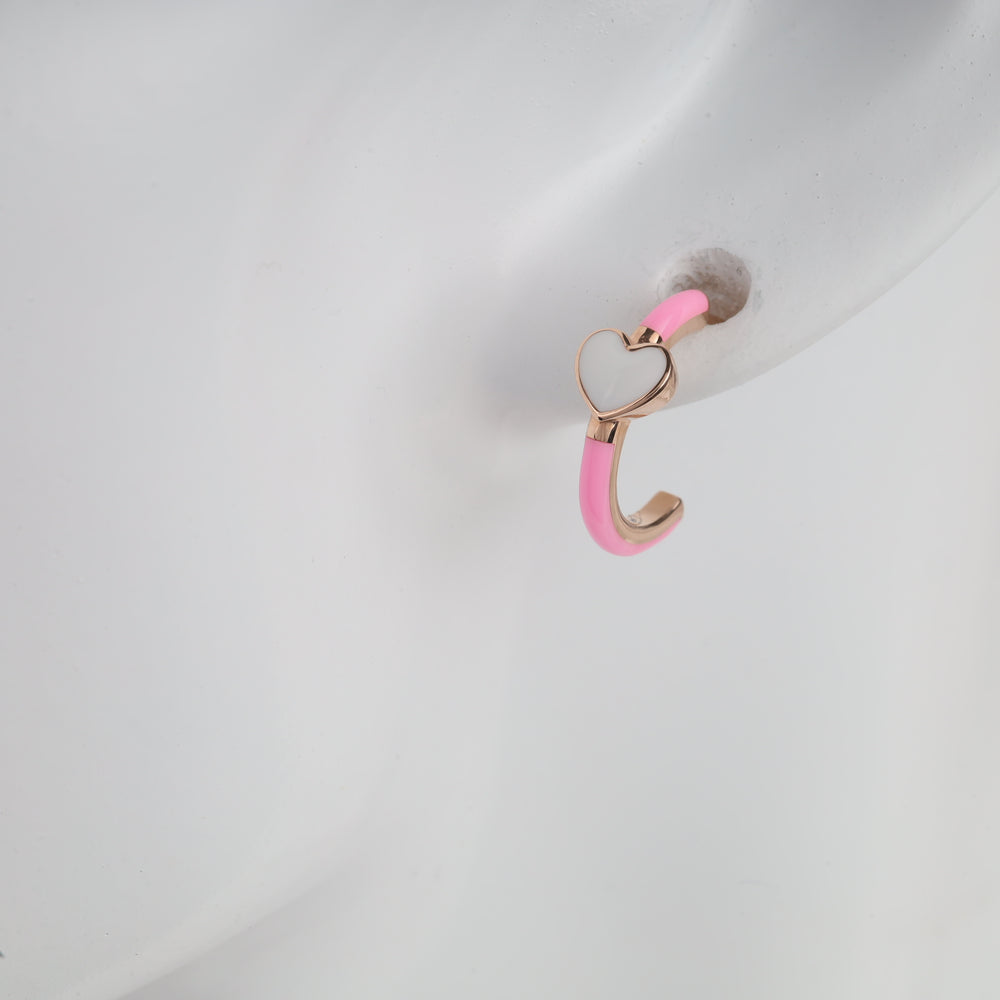 Screw-back Earrings Fairy Hearts | 14K Rose Gold (585) - Ukrainian Jewelry