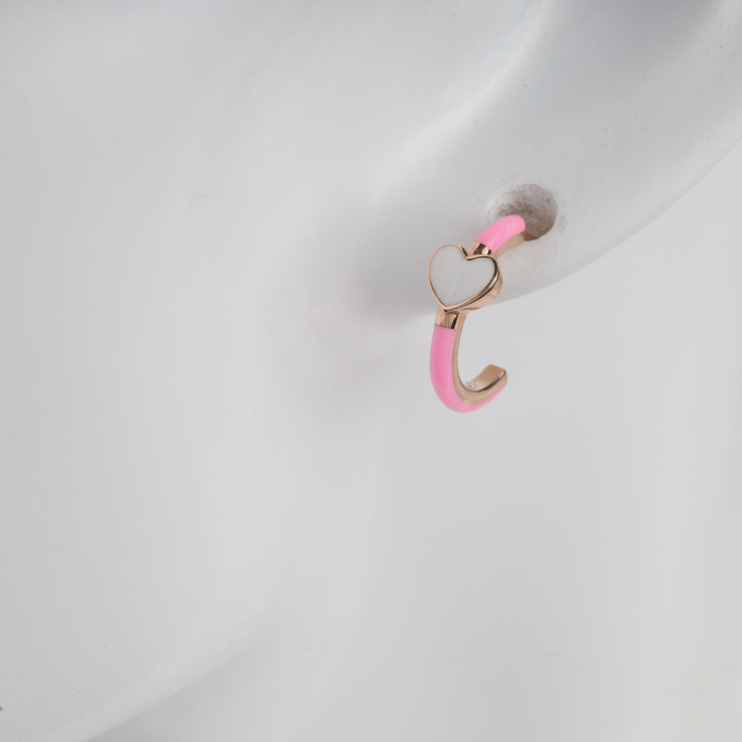 Screw-back Earrings Fairy Hearts | 14K Rose Gold (585) - Ukrainian Jewelry