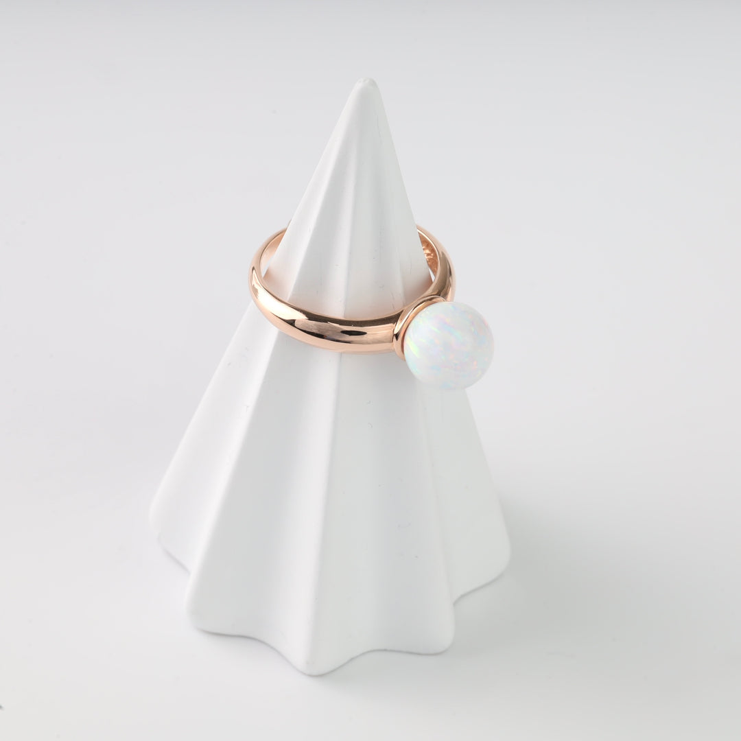White Opal Ring | 14K Rose Gold (585) - Ukrainian Jewelry