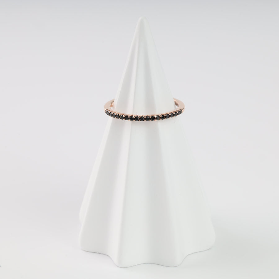 Dark Mystery Ring with Cubic Zirconia | 14K Rose Gold (585) - Ukrainian Jewelry