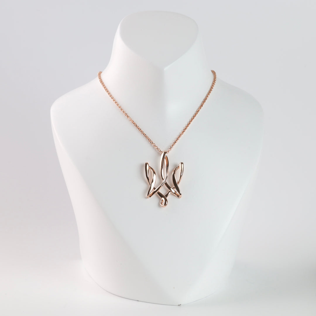 Unbreakable Spirit Pendant-Trident | 14K Rose gold (585) - Ukrainian Jewelry