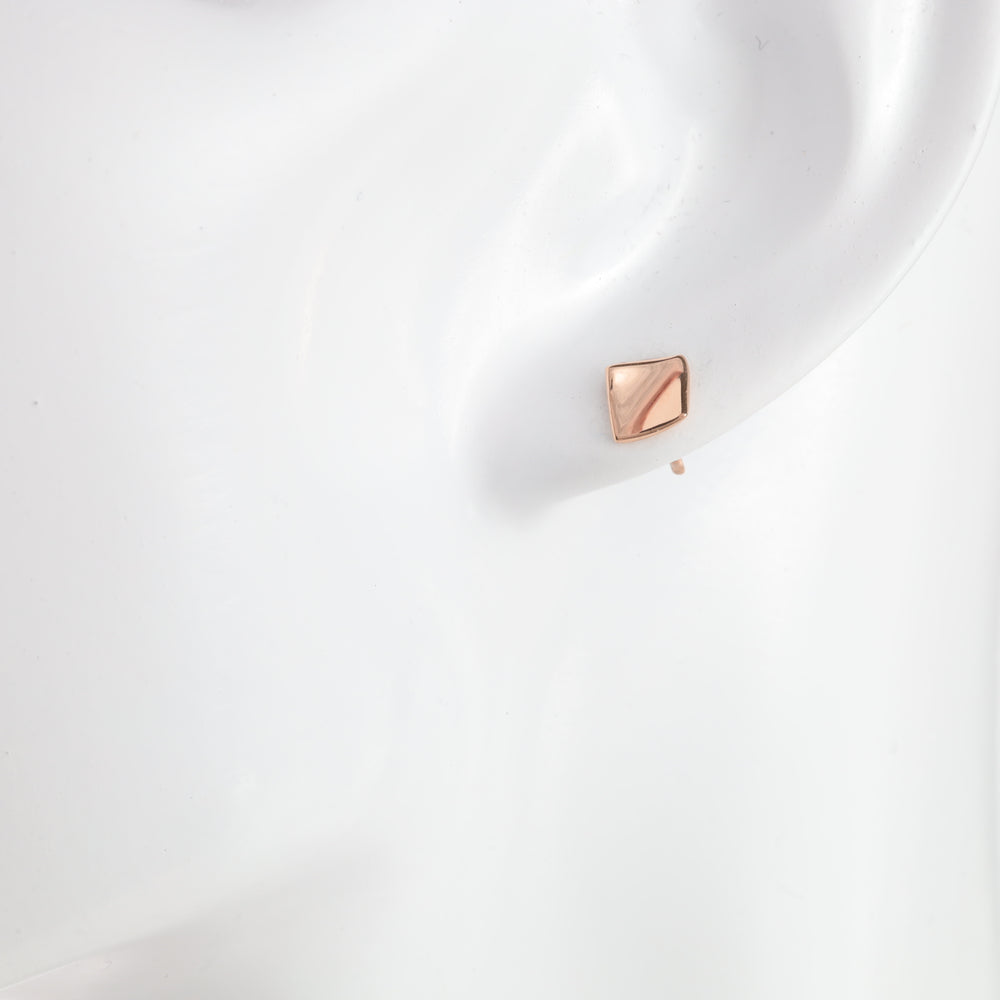 "Square" screw back Stud Earrings | 14K Rose gold 585 - Ukrainian Jewelry