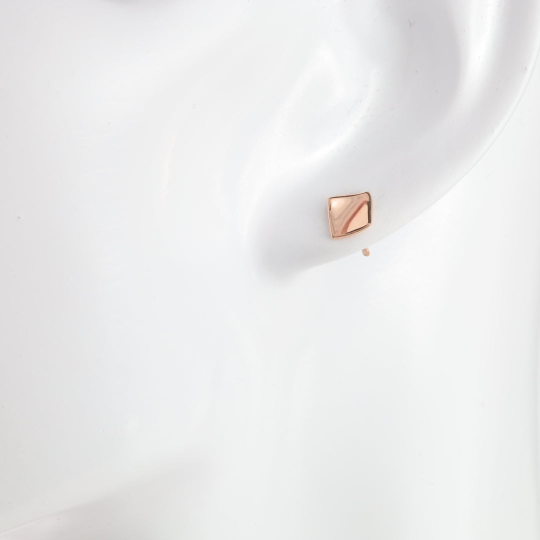 "Square" screw back Stud Earrings | 14K Rose gold 585 - Ukrainian Jewelry