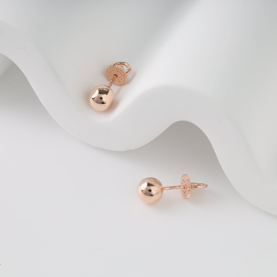 Ball Screw-Back Stud Earrings | 14K Gold (585) - Ukrainian Jewelry
