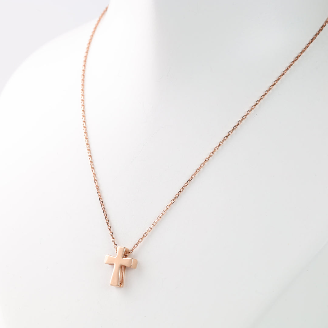 Cross Chain Necklace | 14K Rose Gold (585) - Ukrainian Jewelry