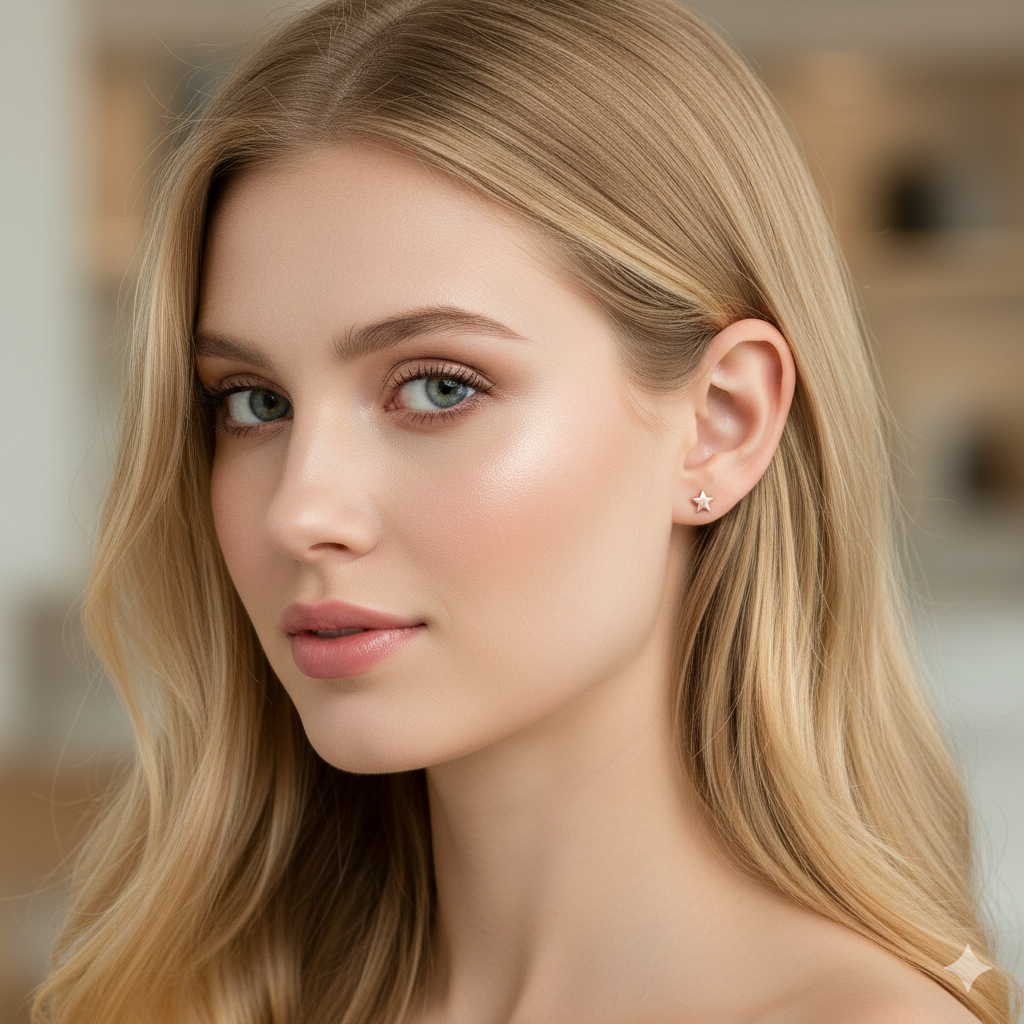 Screw-back earrings Plain Stars | 14 K Rose Gold (585)