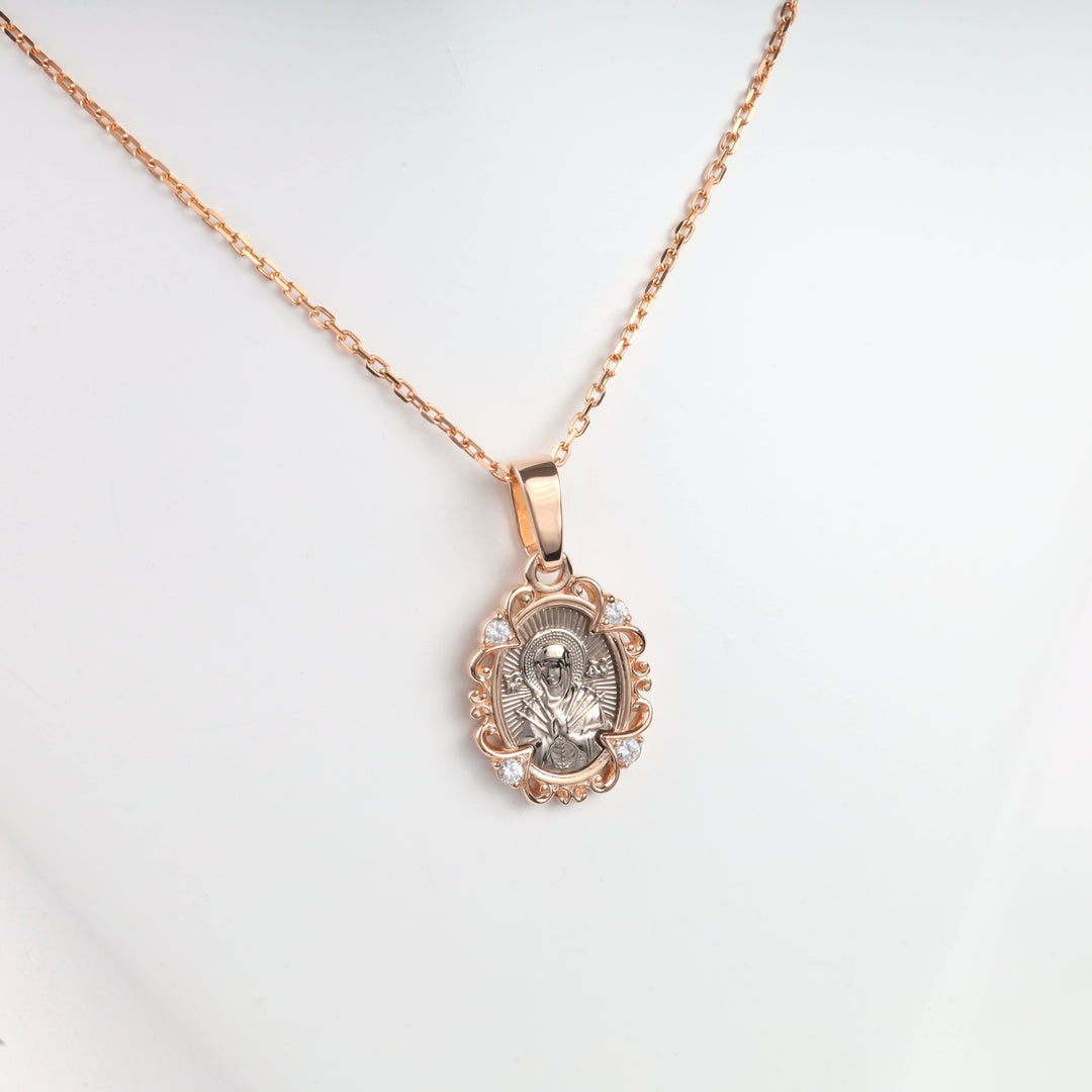 Pendant with the Mother of God | Gold 585 - Ukrainian Jewelry