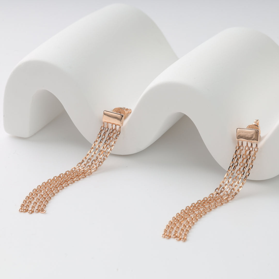 Earrings Bar Tassel | 14 K Rose Gold (585)