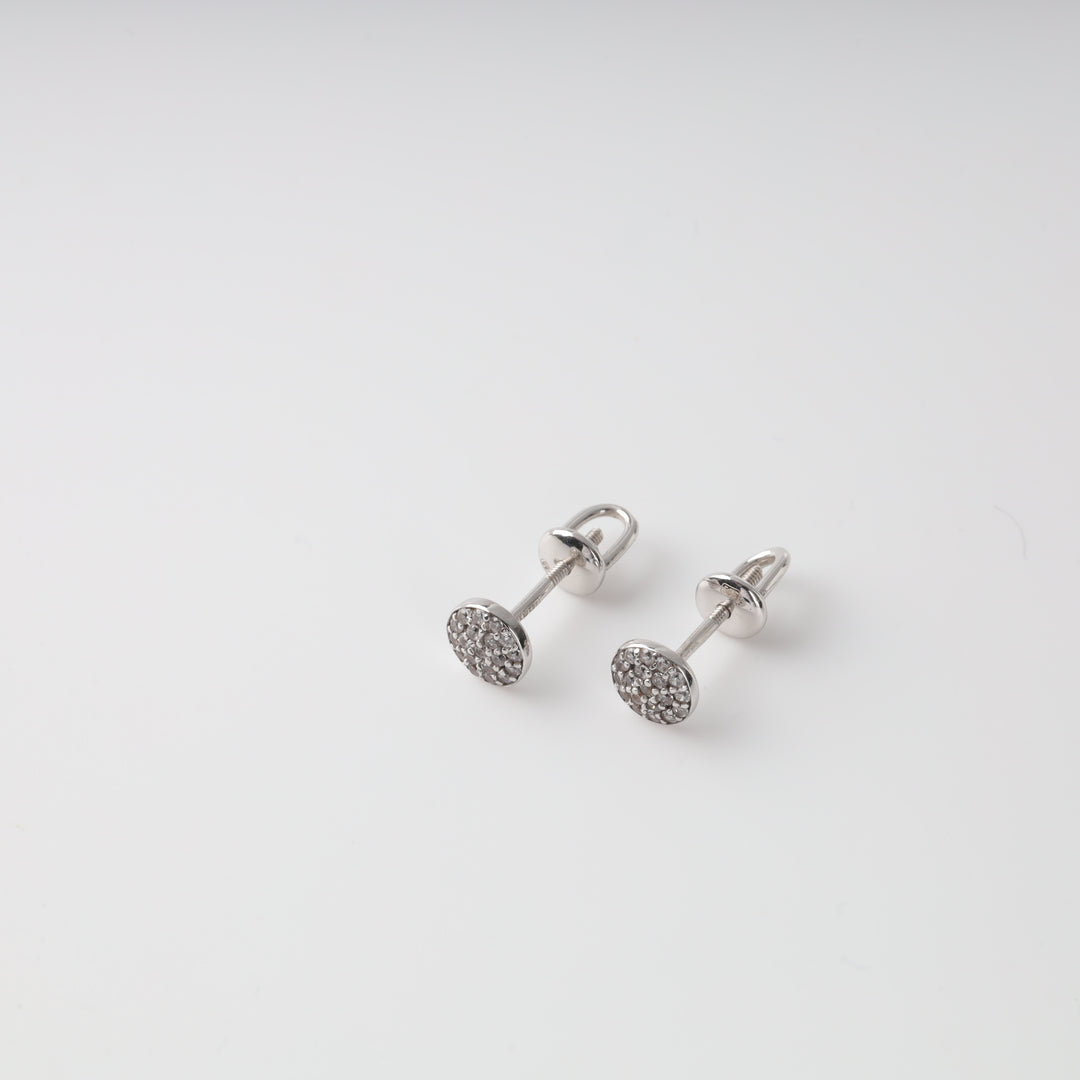 Stud earrings with a scattering of cubic zirconia | White gold 585 - Ukrainian Jewelry
