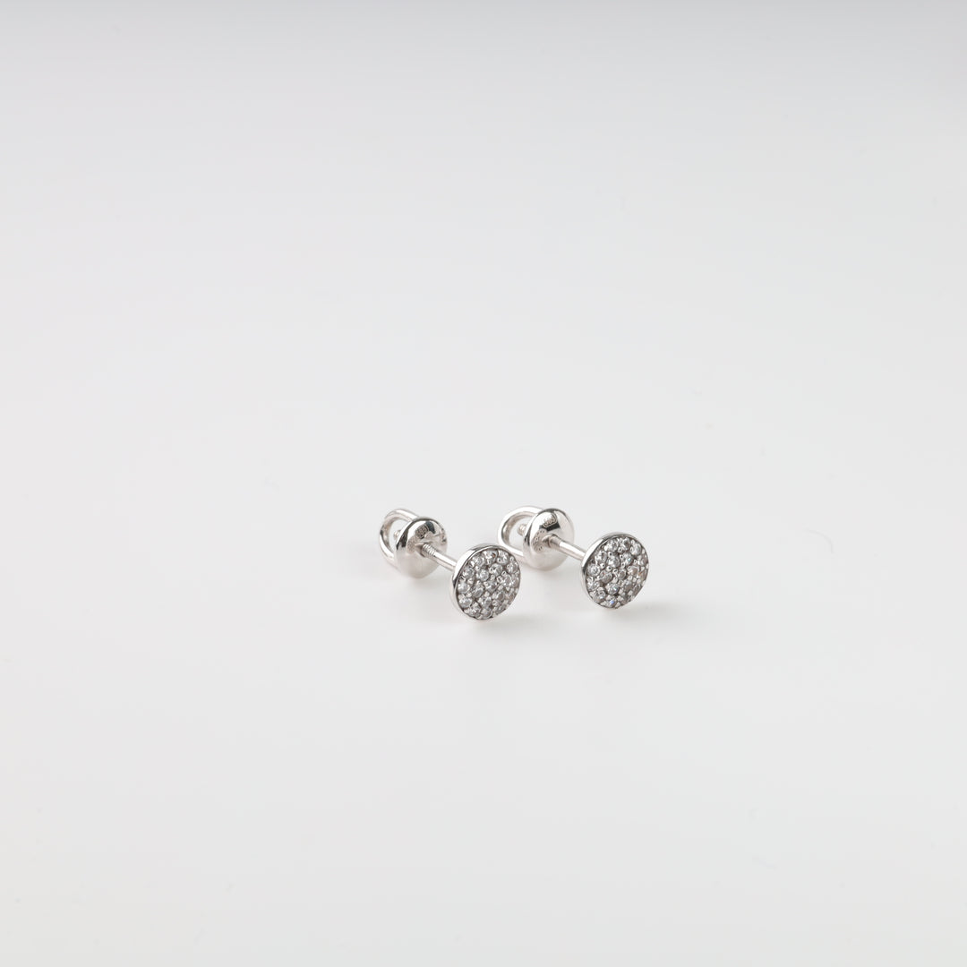 Stud earrings with a scattering of cubic zirconia | White gold 585 - Ukrainian Jewelry