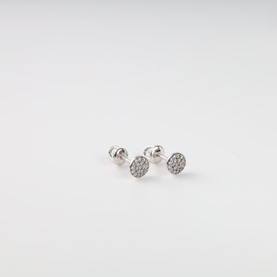 Stud earrings with a scattering of cubic zirconia | White gold 585 - Ukrainian Jewelry