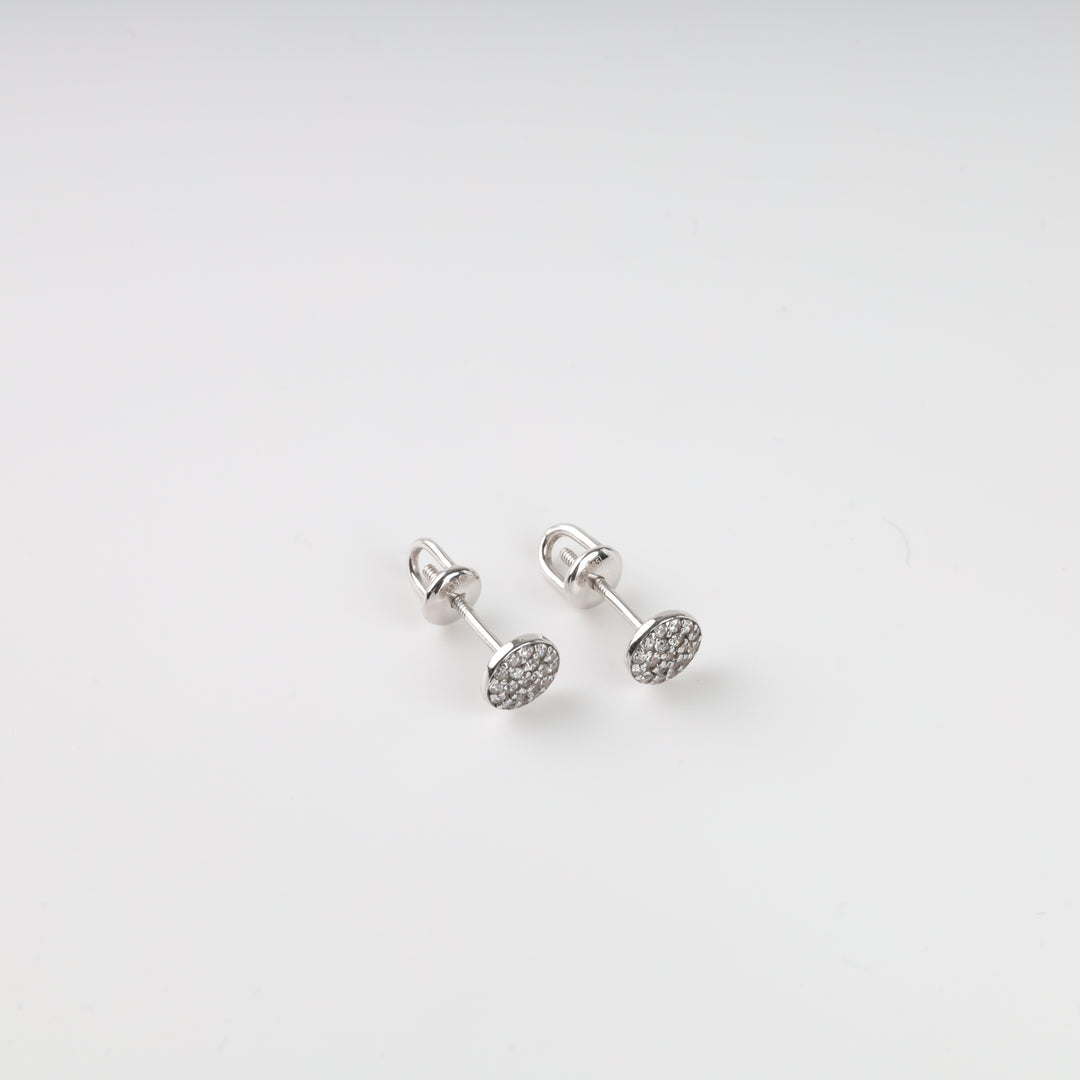 Stud earrings with a scattering of cubic zirconia | White gold 585 - Ukrainian Jewelry