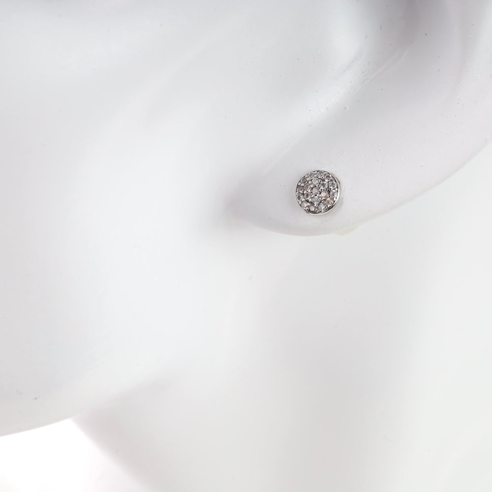 Stud earrings with a scattering of cubic zirconia | White gold 585 - Ukrainian Jewelry