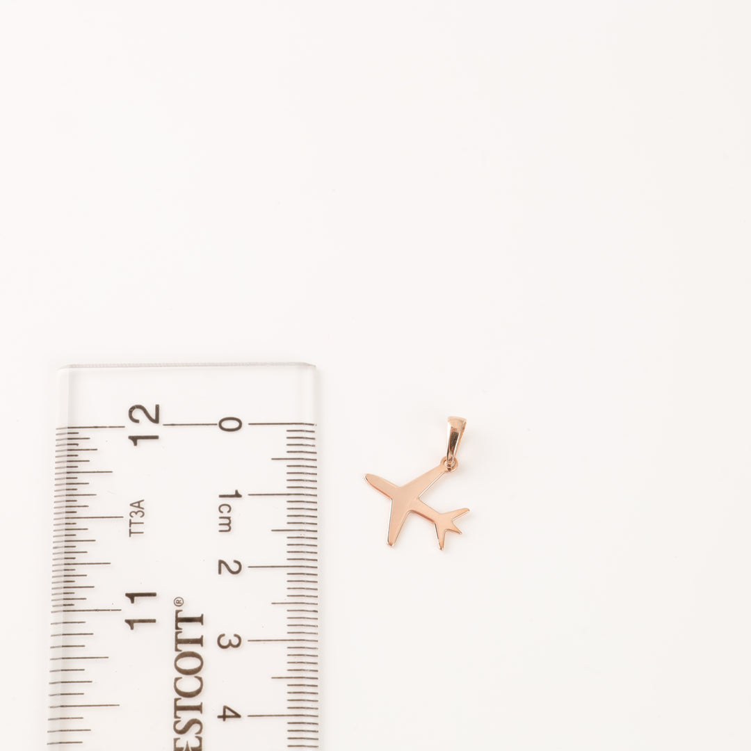 Gold Pendant "Airplane" | Rose Gold 585 - Ukrainian Jewelry