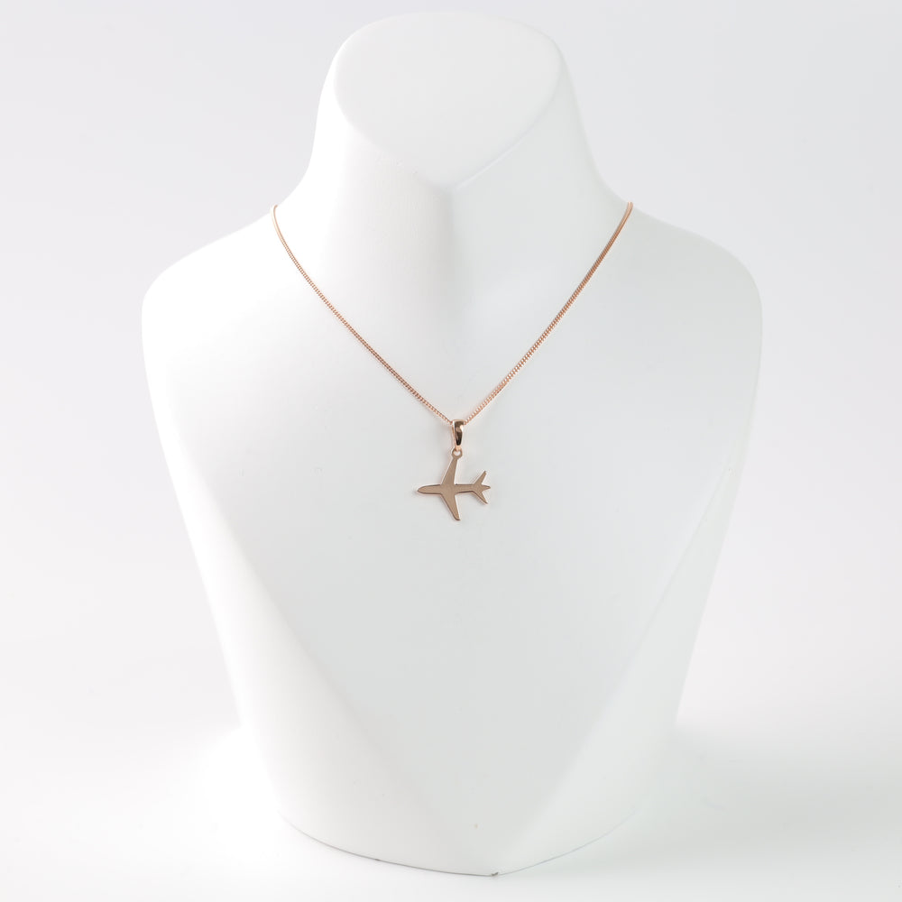 Gold Pendant "Airplane" | Rose Gold 585 - Ukrainian Jewelry