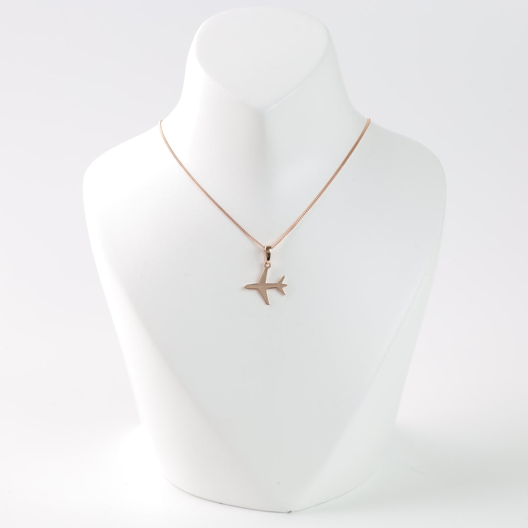Gold Pendant "Airplane" | Rose Gold 585 - Ukrainian Jewelry