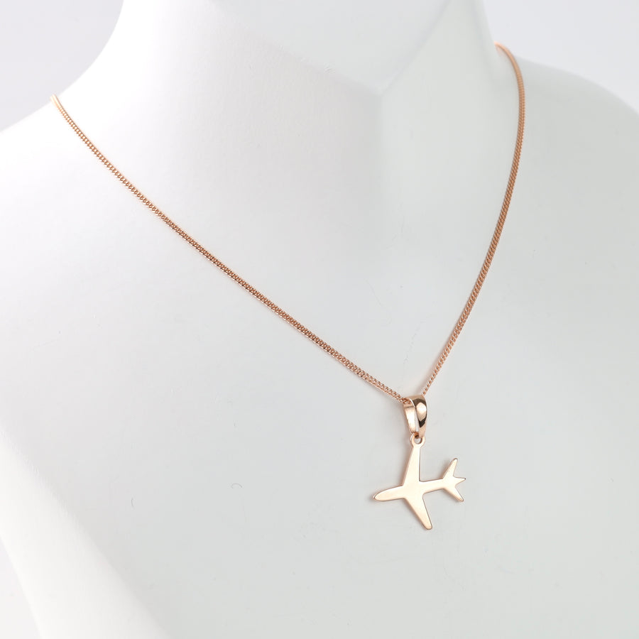 Gold Pendant "Airplane" | Rose Gold 585 - Ukrainian Jewelry