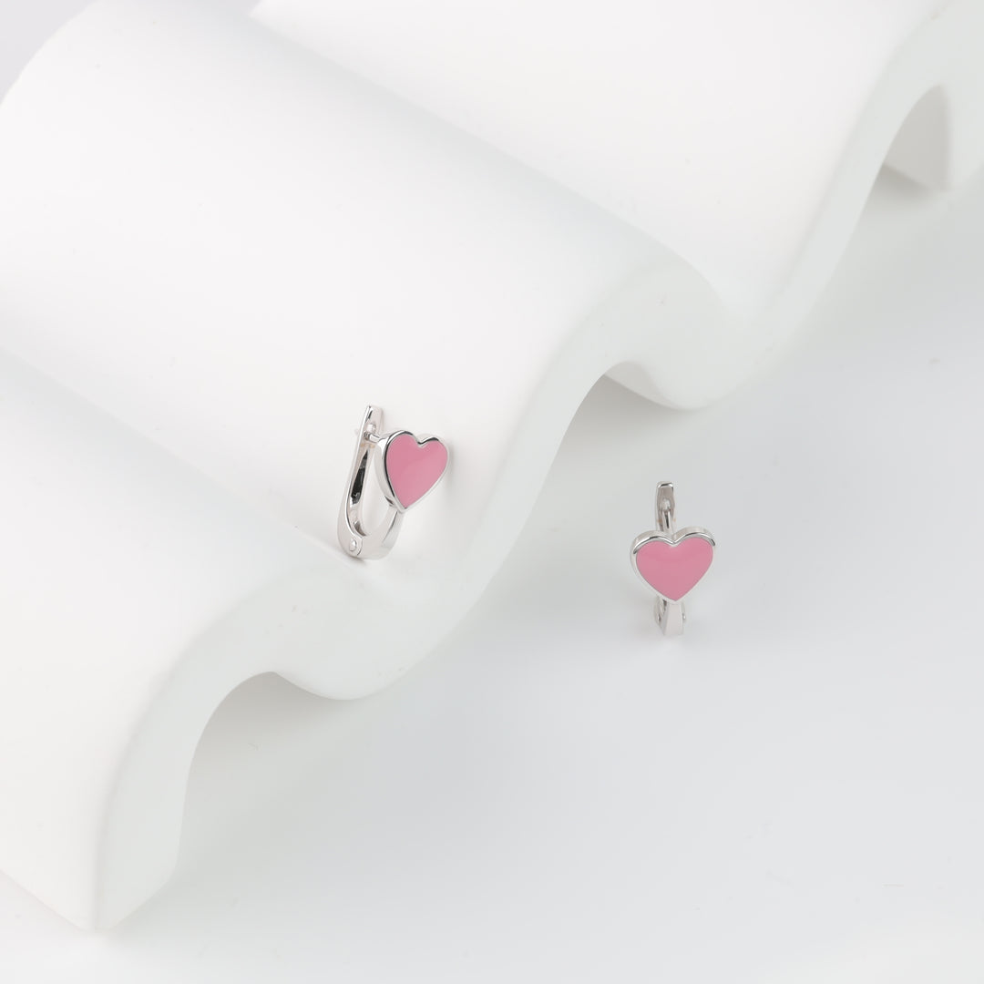 Earrings "Heart" | White Gold (14K) - Ukrainian Jewelry