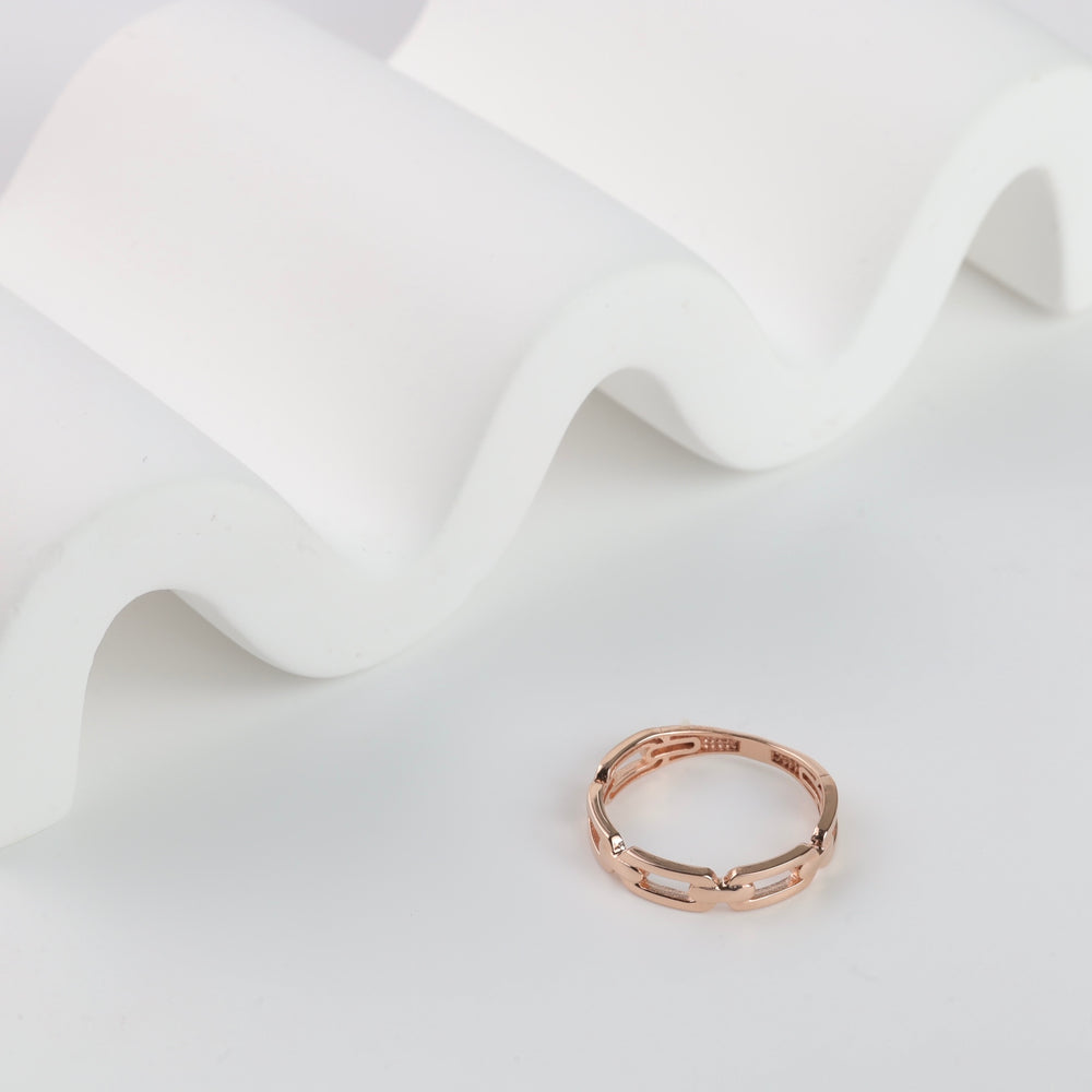 Locked in Love Plain Chain Ring | 14K Rose Gold (585) - Ukrainian Jewelry