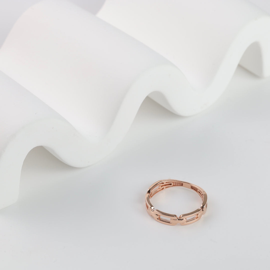 Locked in Love Plain Chain Ring | 14K Rose Gold (585) - Ukrainian Jewelry