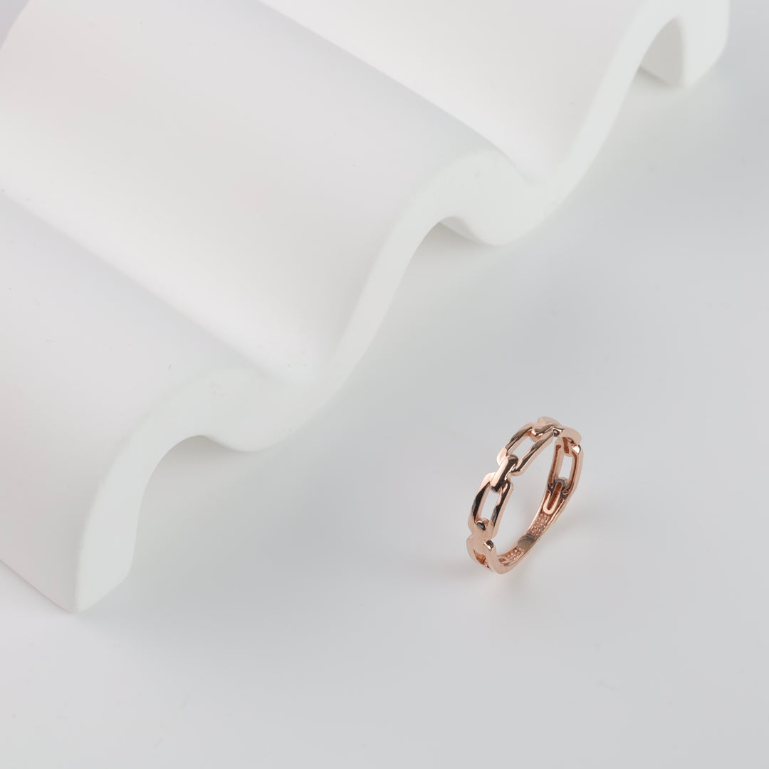 Locked in Love Plain Chain Ring | 14K Rose Gold (585) - Ukrainian Jewelry