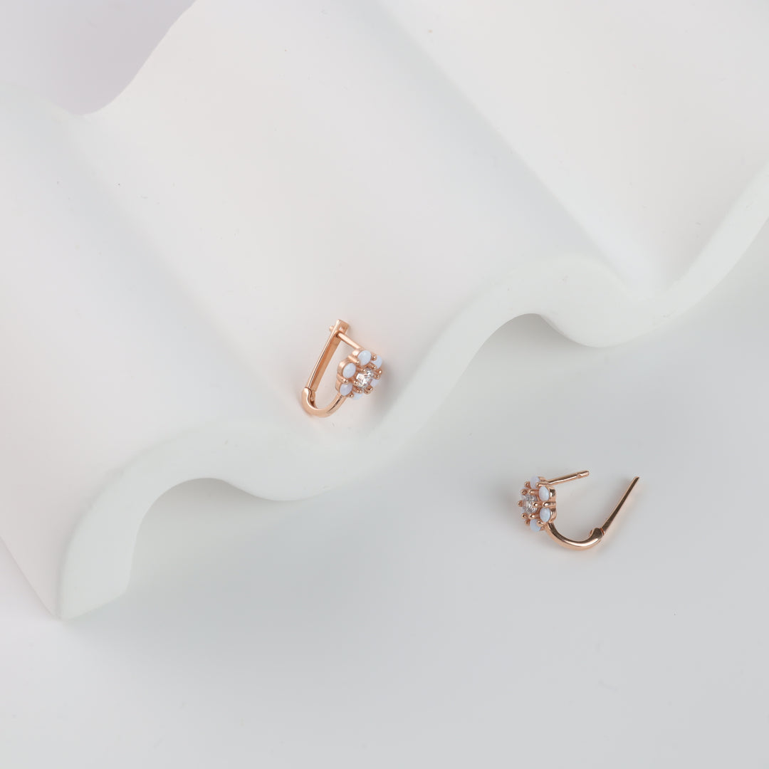 Children’s Cute Flower Earrings with Cubic zirconia | 14K Rose Gold (585) - Ukrainian Jewelry