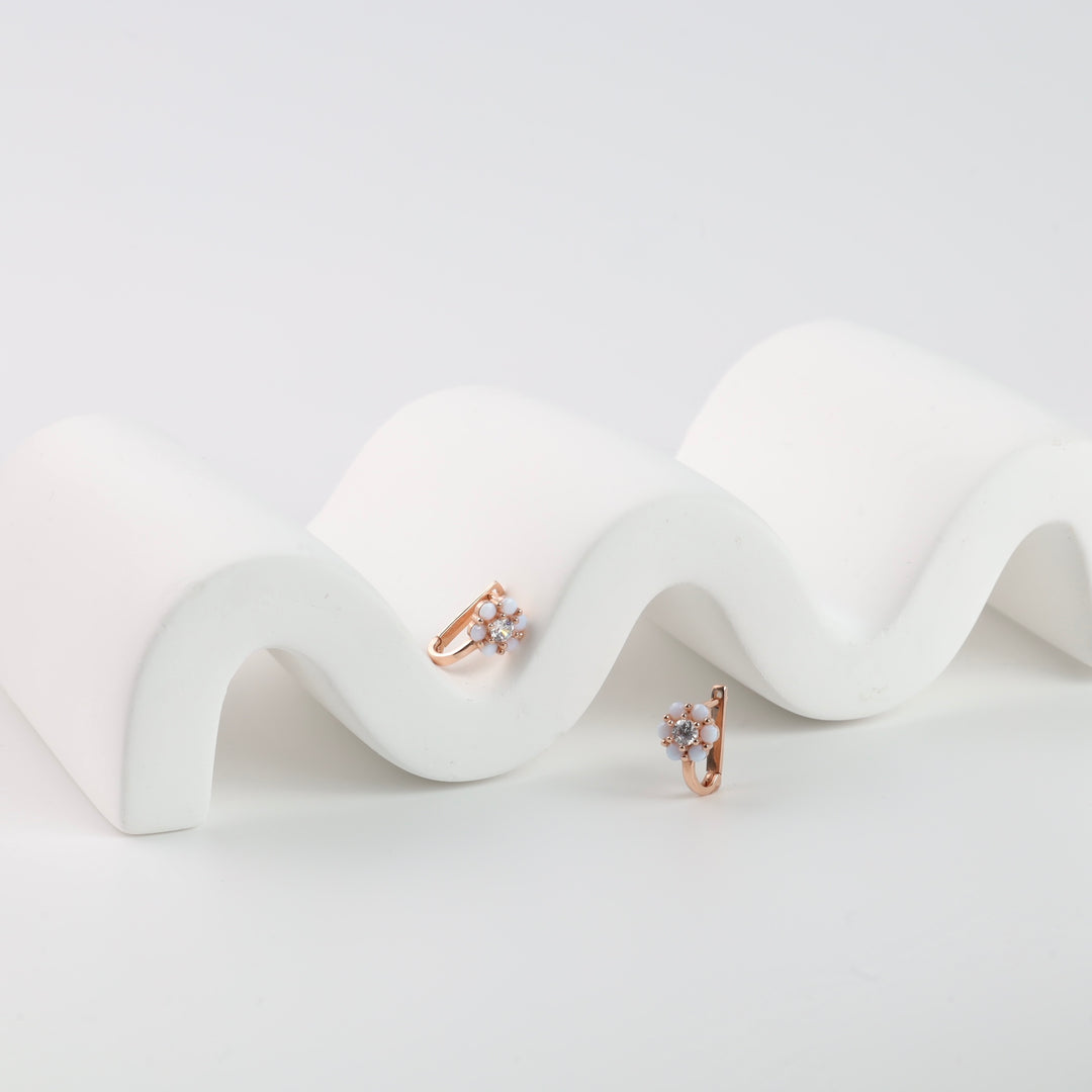 Children’s Cute Flower Earrings with Cubic zirconia | 14K Rose Gold (585) - Ukrainian Jewelry