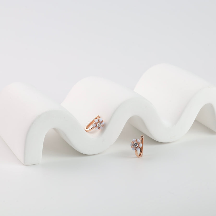 Children’s Cute Flower Earrings with Cubic zirconia | 14K Rose Gold (585) - Ukrainian Jewelry