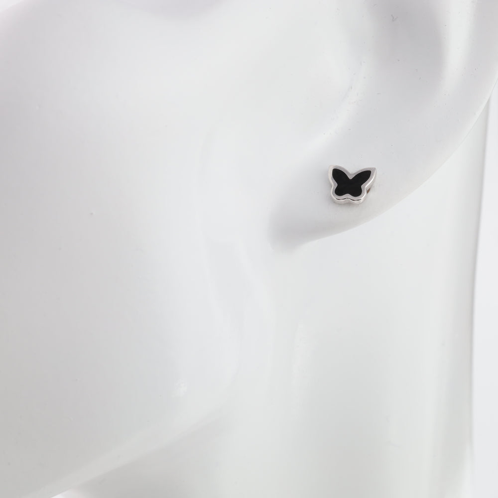 Butterfly screw-back stud Earrings | 14K White Gold (585) - Ukrainian Jewelry