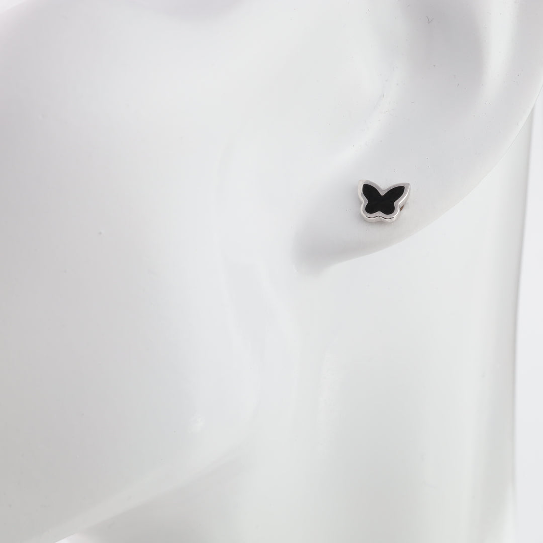 Butterfly screw-back stud Earrings | 14K White Gold (585) - Ukrainian Jewelry