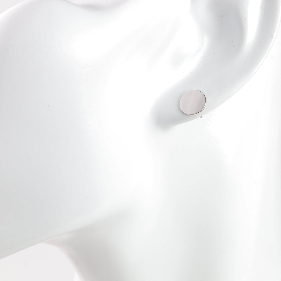 Disc Screw-back Earrings | 14K White gold (585)- Ukrainian Jewelry