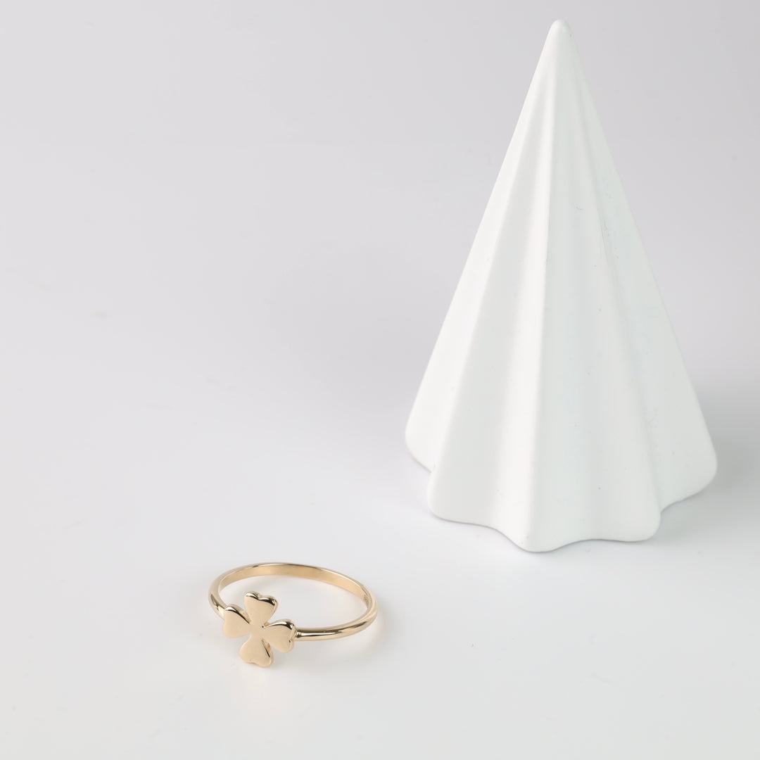 Golden Clover Ring | Gold 585 (14K) - Ukrainian Jewelry