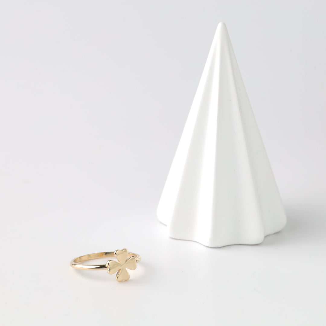 Golden Clover Ring | Gold 585 (14K) - Ukrainian Jewelry